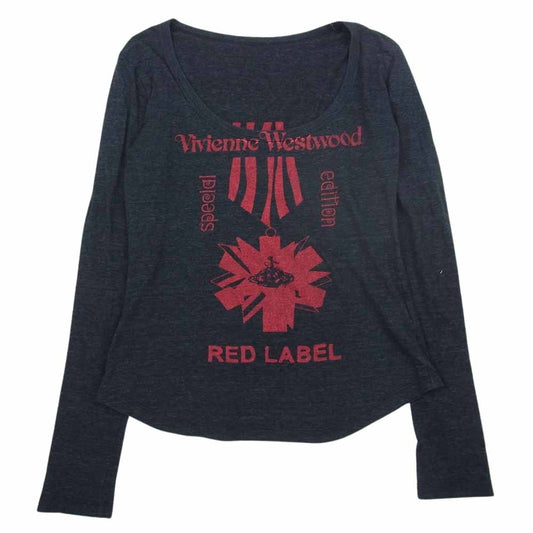 Vivienne Westwood ヴィヴィアンウエストウッド Uネック オーブ ORB プリント カットソー  ブラック系【中古】