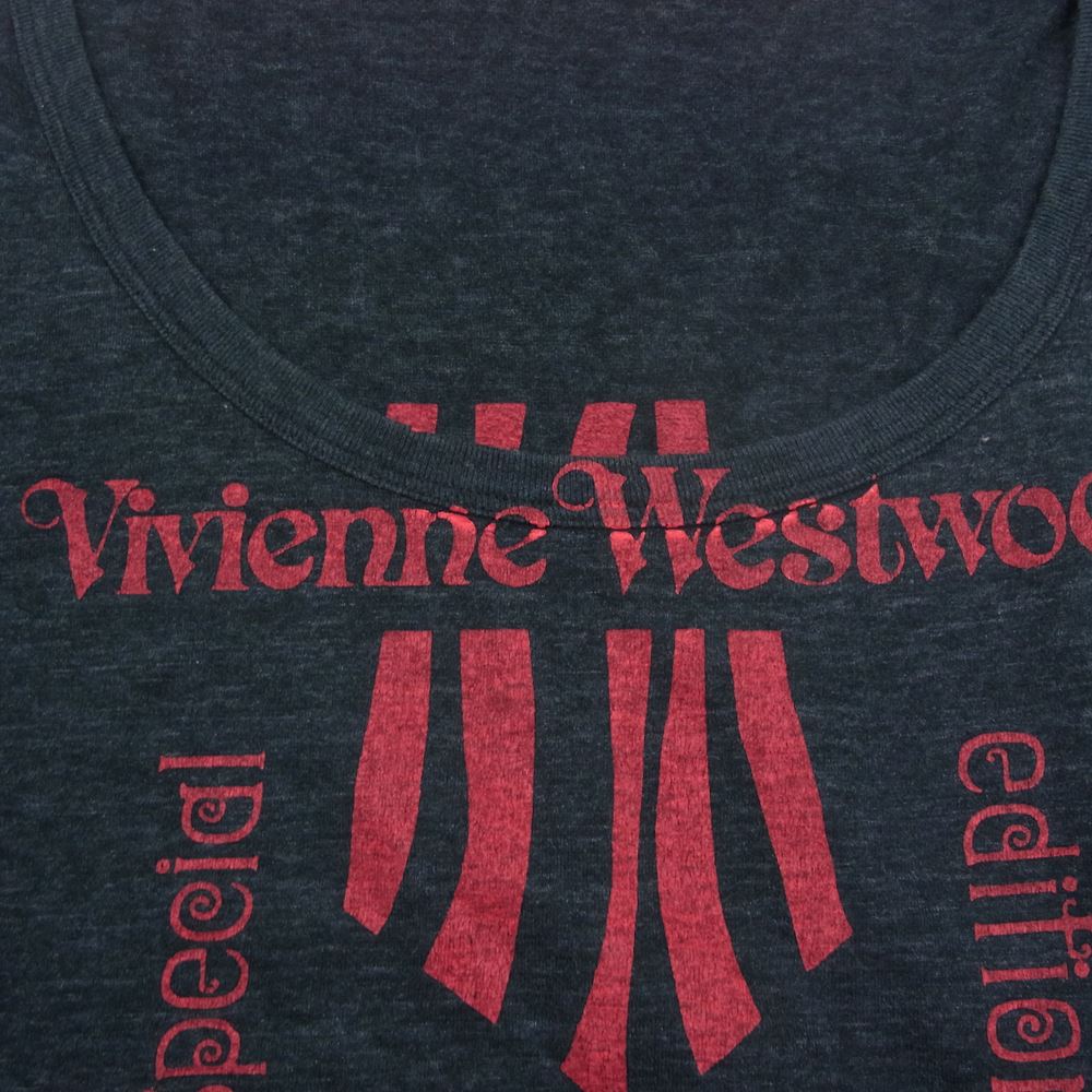 Vivienne Westwood ヴィヴィアンウエストウッド Uネック オーブ ORB プリント カットソー  ブラック系【中古】
