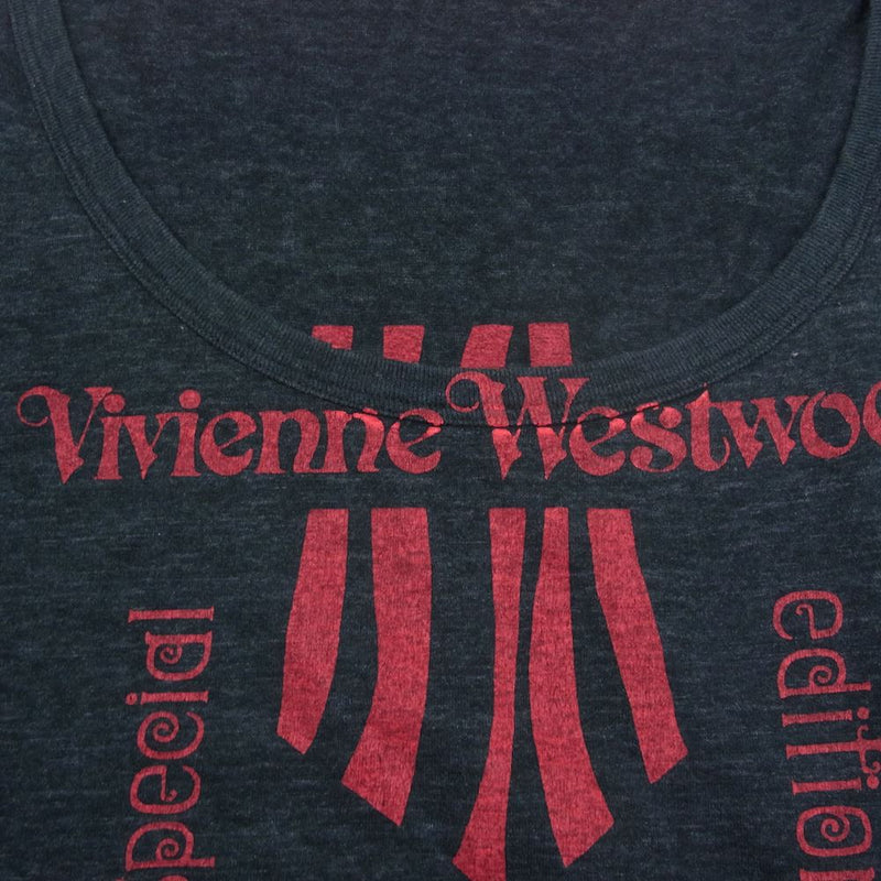 Vivienne Westwood ヴィヴィアンウエストウッド Uネック オーブ ORB プリント カットソー  ブラック系【中古】