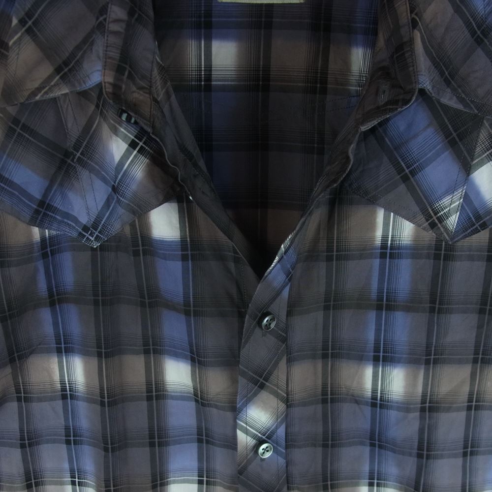BOTTEGAVENETA ボッテガヴェネタ 国内正規品 チェック ウエスタン シャツ 長袖 ブルー系 グレイッシュブラウン系 48【中古】