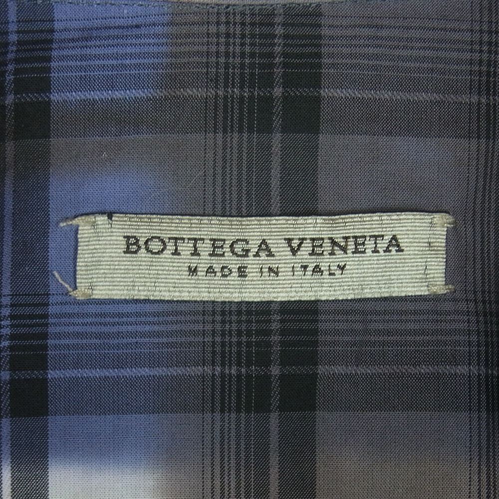 BOTTEGAVENETA ボッテガヴェネタ 国内正規品 チェック ウエスタン シャツ 長袖 ブルー系 グレイッシュブラウン系 48【中古】