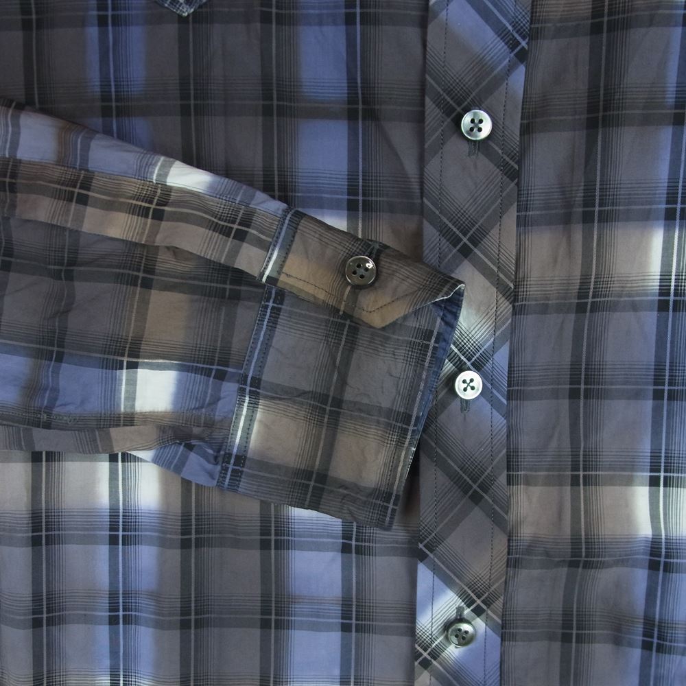 BOTTEGAVENETA ボッテガヴェネタ 国内正規品 チェック ウエスタン シャツ 長袖 ブルー系 グレイッシュブラウン系 48【中古】