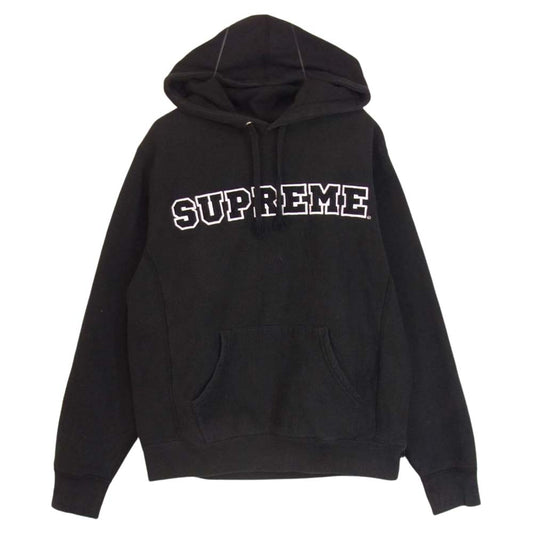 Supreme シュプリーム 18SS Cord Collegiate Logo Hooded コーデュロイ ロゴ フーディ パーカー ブラック系 S【中古】
