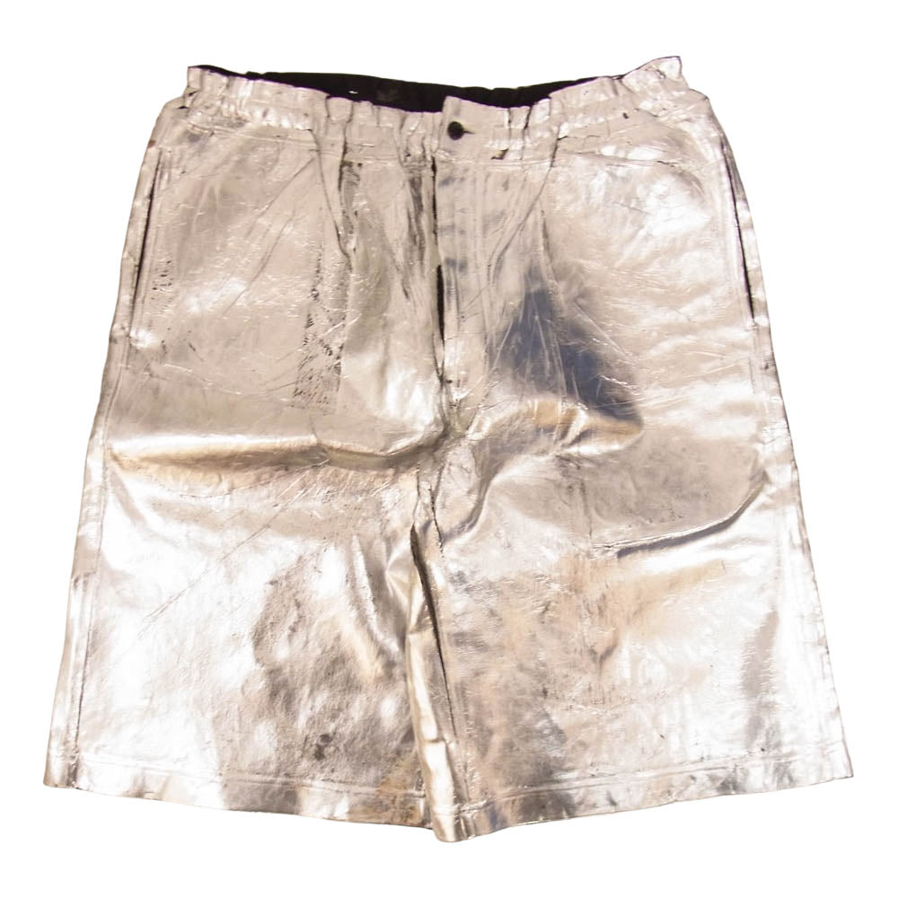 COMME des GARCONS HOMME PLUS コムデギャルソンオムプリュス 21SS PG-T028 AD2020 ムラプリント メタリック加工 ショーツ ハーフパンツ シルバー系 L【中古】