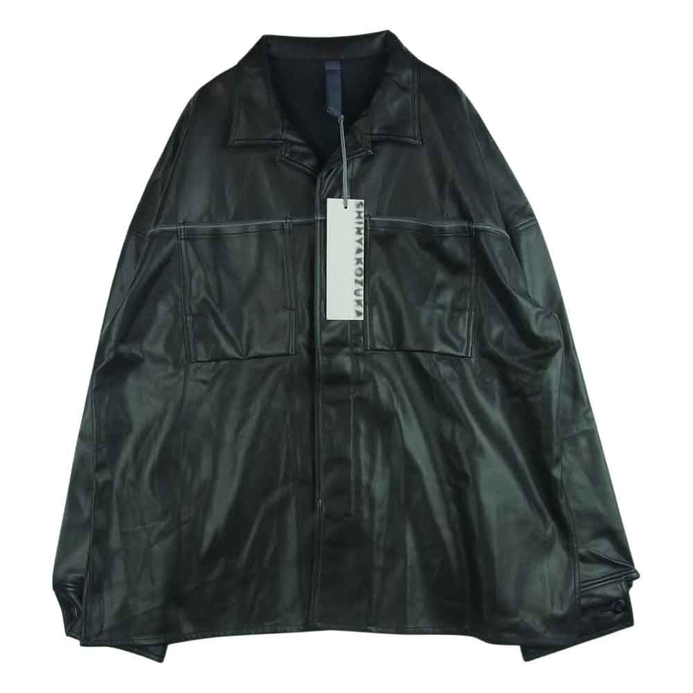 シンヤコズカ 2102SK28 HORIZONTAL MASSIVE オーバーサイズ フェイクレザー ジャケット ブラック系 M【新古品】【未使用】【中古】