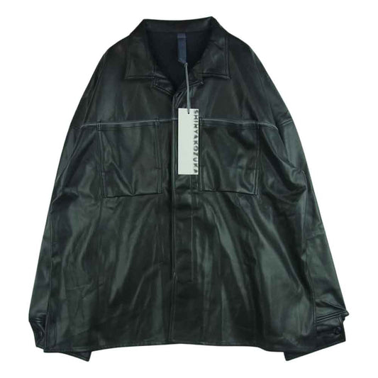 シンヤコズカ 2102SK28 HORIZONTAL MASSIVE オーバーサイズ フェイクレザー ジャケット ブラック系 M【新古品】【未使用】【中古】