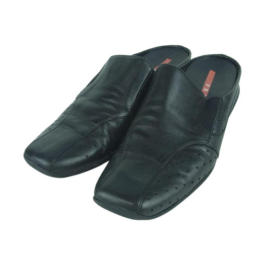 PRADA SPORTS プラダスポーツ 2025 レザー フラットシューズ サンダル スリッポン ブラック系 38【中古】