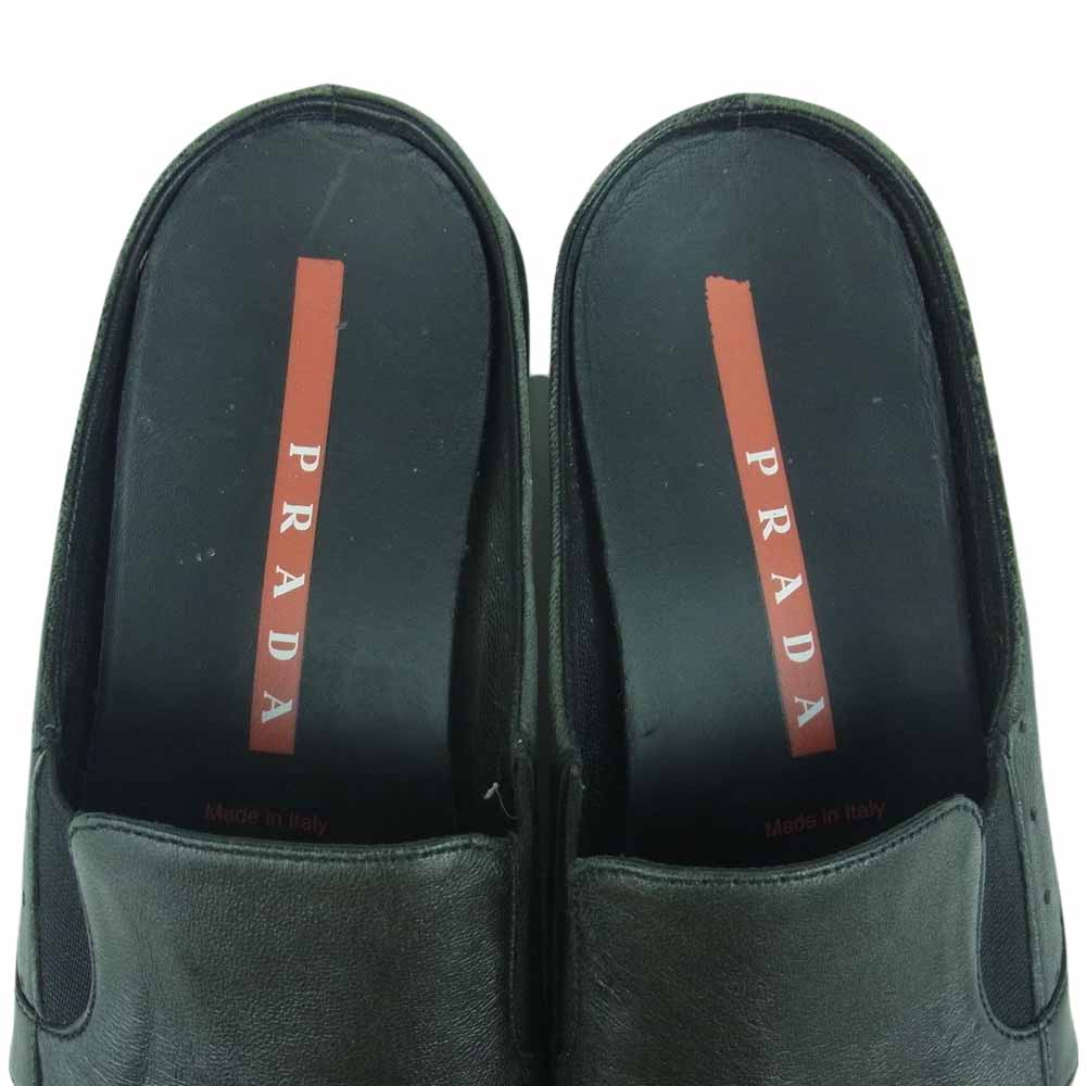 PRADA SPORTS プラダスポーツ 2025 レザー フラットシューズ サンダル スリッポン ブラック系 38【中古】
