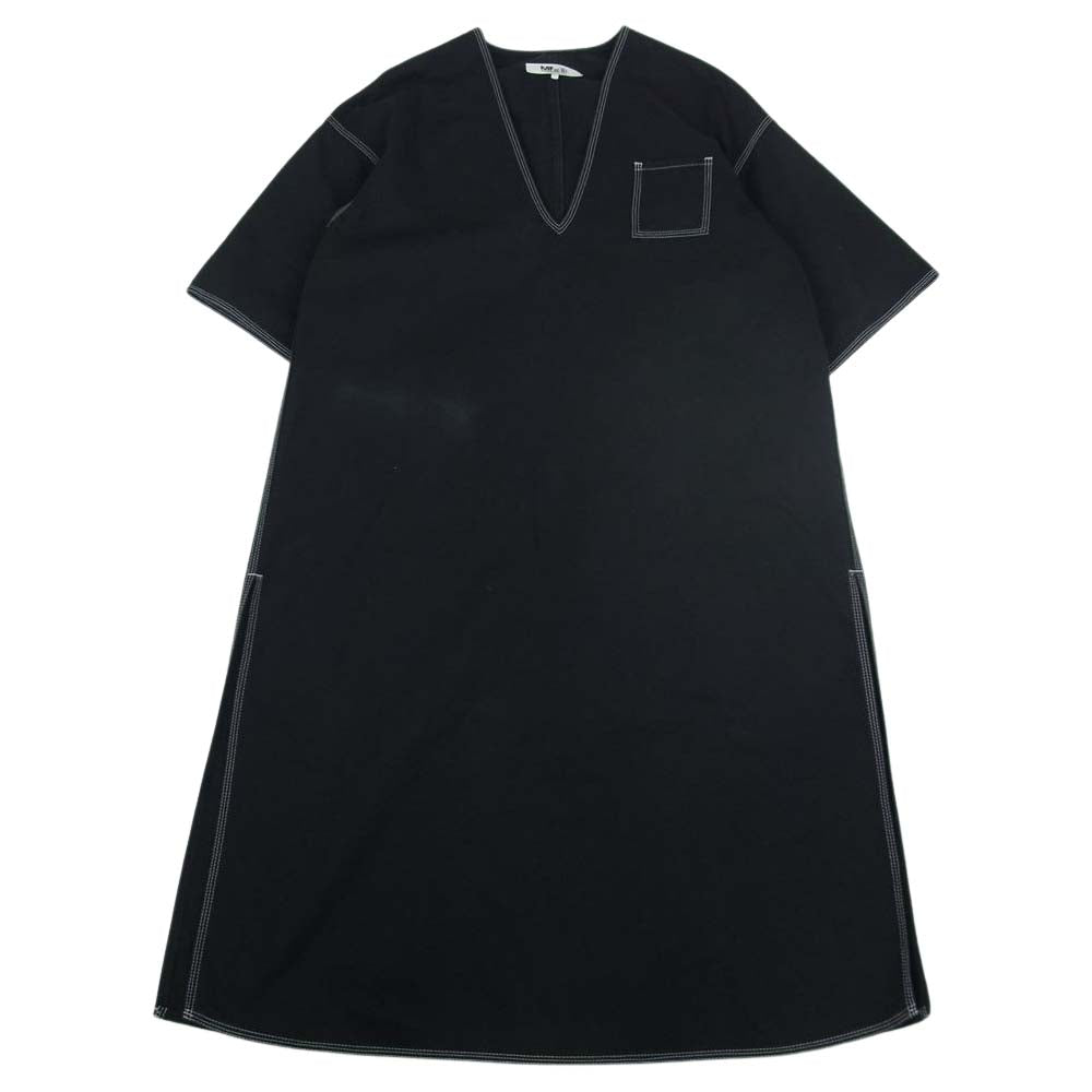MAISON MARGIELA メゾンマルジェラ S52CT0294 S48447 MM6 エムエムシックス 18SS OVERSIZE DRESS WITH POCKETS オーバーサイズ ドレス ステッチ ポケット サイドスリット ワンピース ブラック系 36【中古】