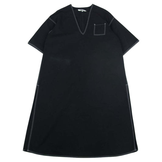 MAISON MARGIELA メゾンマルジェラ S52CT0294 S48447 MM6 エムエムシックス 18SS OVERSIZE DRESS WITH POCKETS オーバーサイズ ドレス ステッチ ポケット サイドスリット ワンピース ブラック系 36【中古】