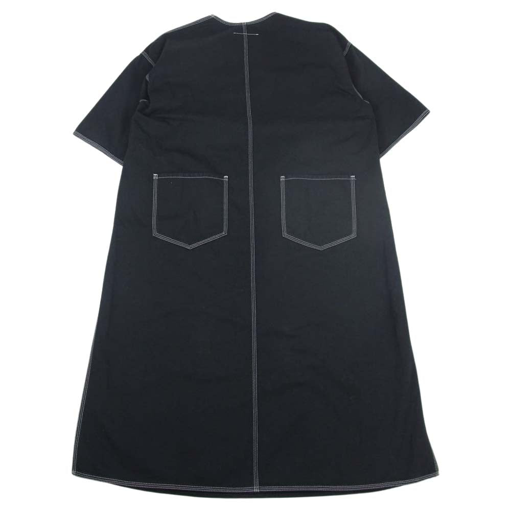 MAISON MARGIELA メゾンマルジェラ S52CT0294 S48447 MM6 エムエムシックス 18SS OVERSIZE DRESS WITH POCKETS オーバーサイズ ドレス ステッチ ポケット サイドスリット ワンピース ブラック系 36【中古】
