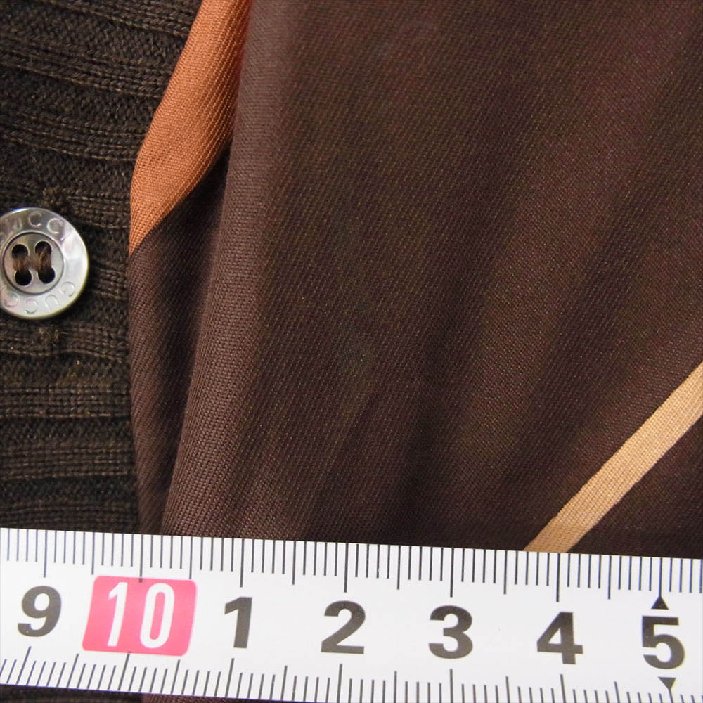 GUCCI グッチ シルク カシミヤ混 素材切替 ウール Vネック カーディガン ダークブラウン系 M【中古】