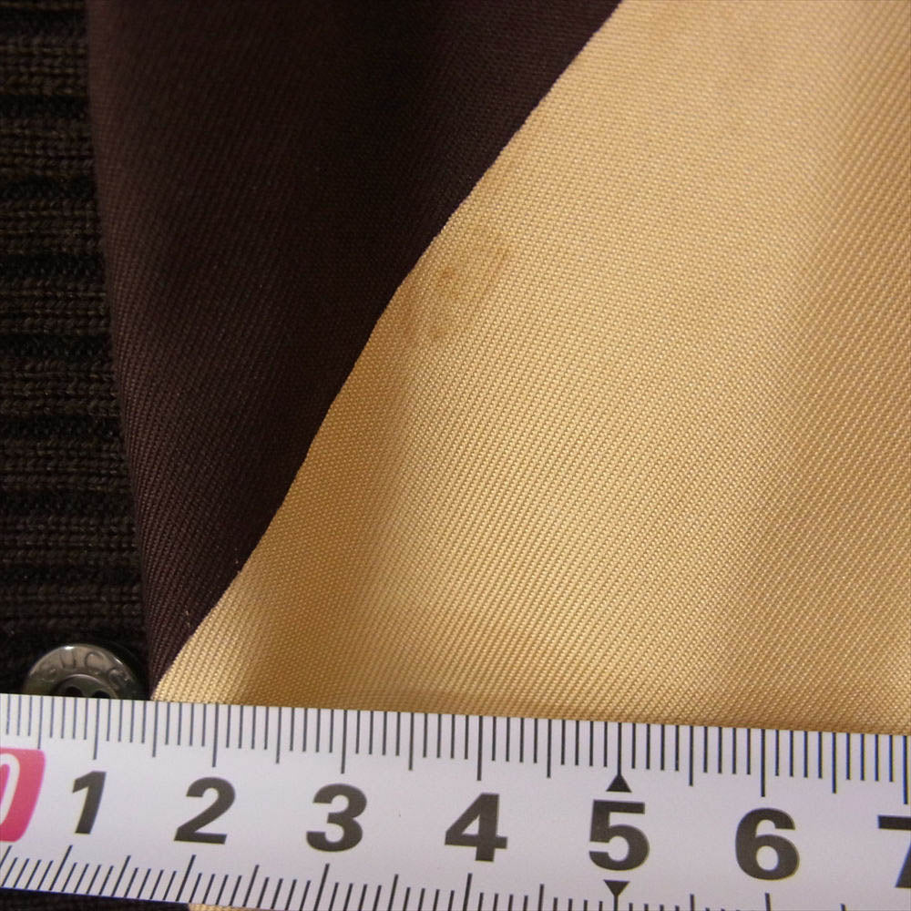 GUCCI グッチ シルク カシミヤ混 素材切替 ウール Vネック カーディガン ダークブラウン系 M【中古】