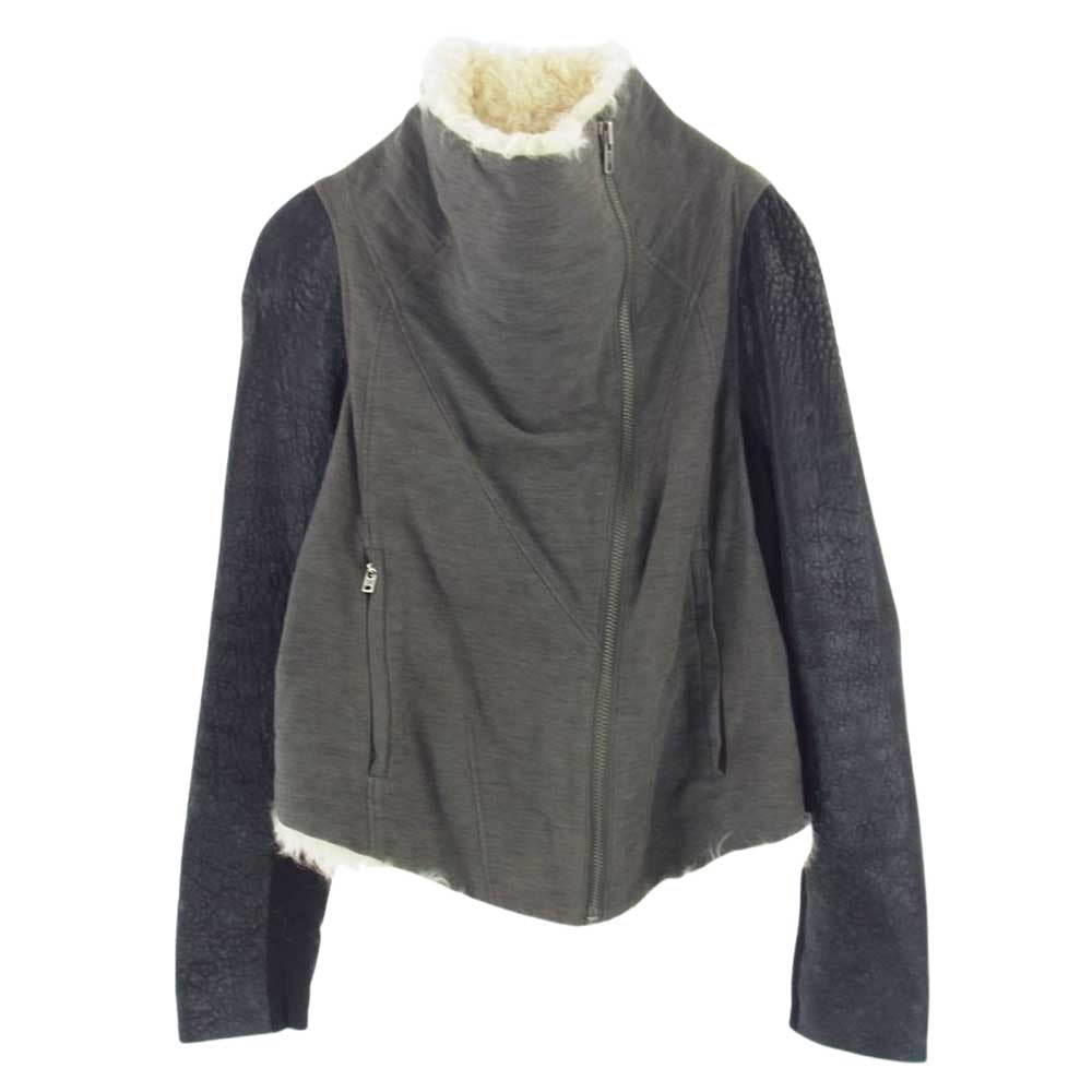 HELMUT LANG ヘルムートラング 16-0304232  国内正規品 タグ 袖レザー切替 ライダースジャケット カーキ系 M【中古】