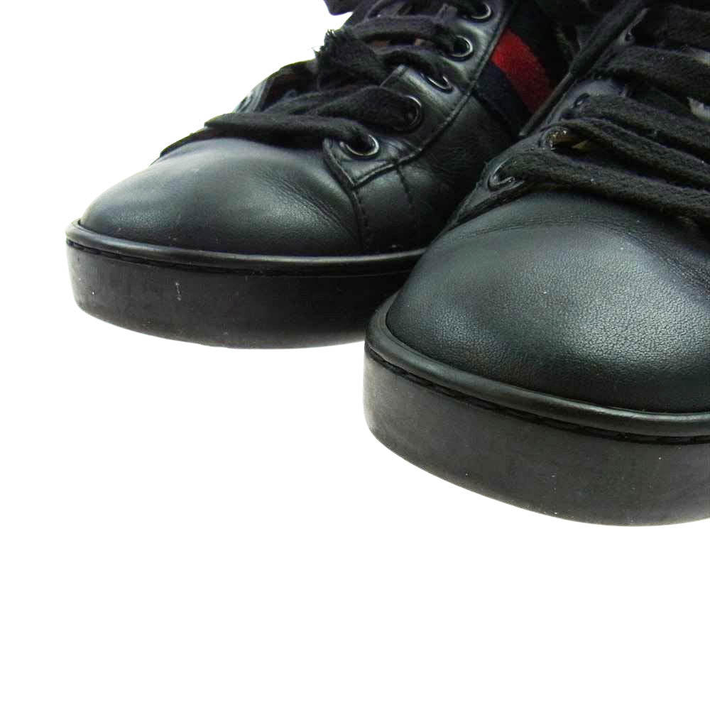 GUCCI グッチ 431942 ACE エース ビー刺繍 エンブロイダリー サイドライン ローカット スニーカー ブラック系 38【中古】