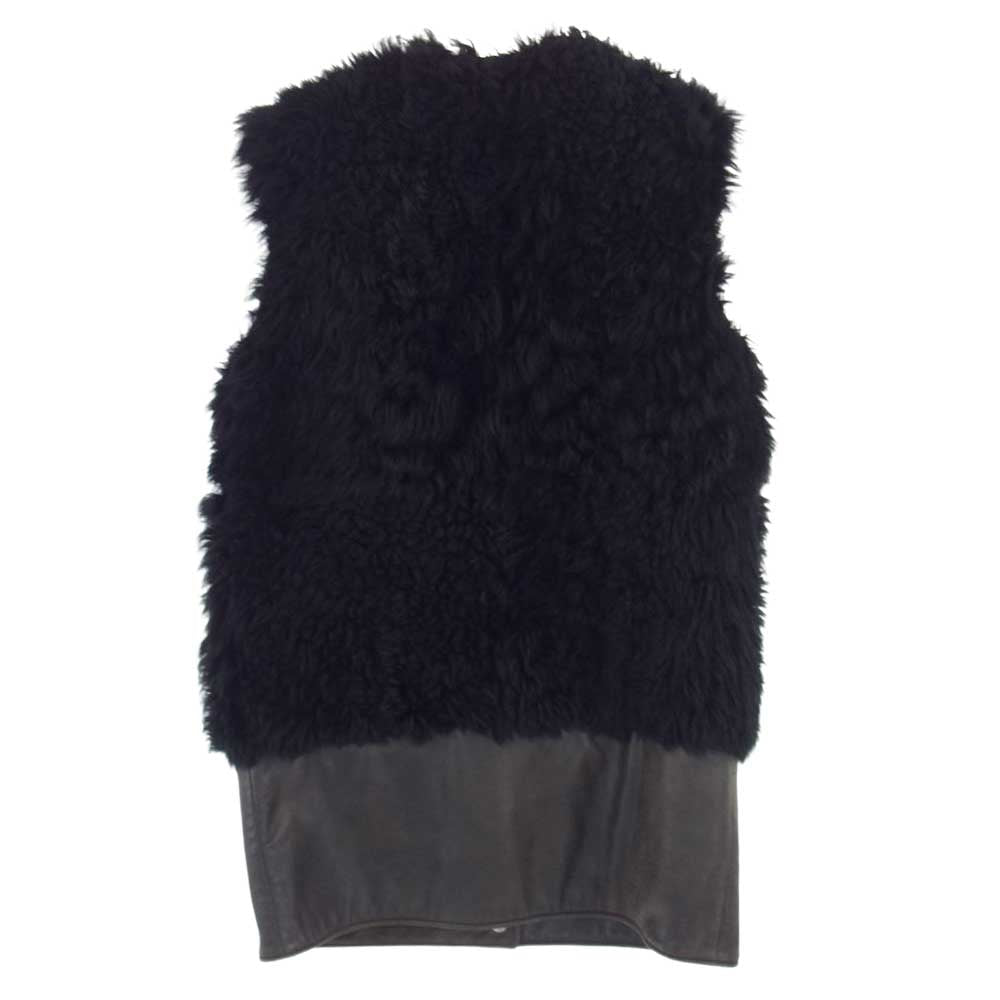 MAISON MARTIN MARGIELA メゾンマルタンマルジェラ 00559/0022 本人期 白タグ アーカイブ イタリア製 ファー切替 レザー ベスト ブラック系 40【中古】