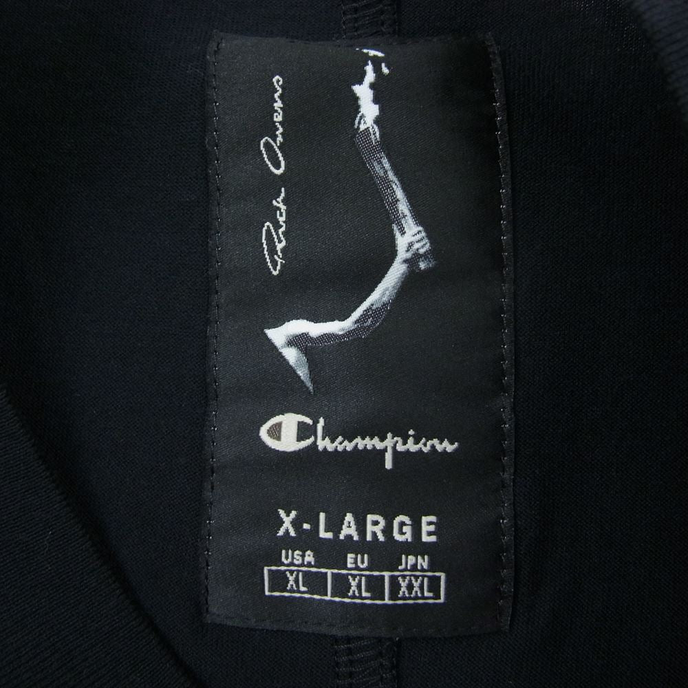 Rick Owens リックオウエンス 22SS CM01B7926-CHJEG Champion チャンピオン TOMMY TEE オーバーサイズ トミー ロゴ刺繍 半袖 Tシャツ ブラック系 XL【美品】【中古】