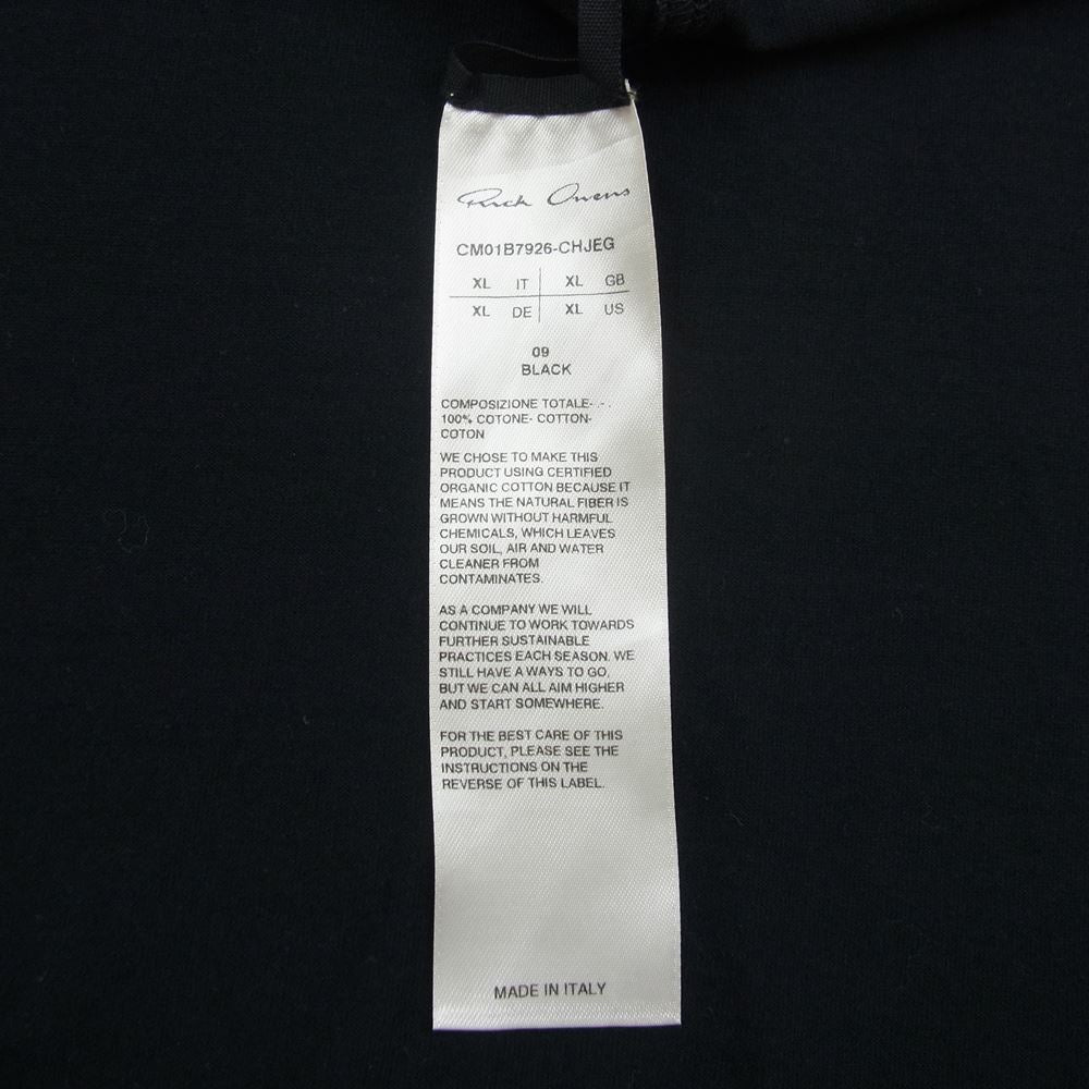 Rick Owens リックオウエンス 22SS CM01B7926-CHJEG Champion チャンピオン TOMMY TEE オーバーサイズ トミー ロゴ刺繍 半袖 Tシャツ ブラック系 XL【美品】【中古】