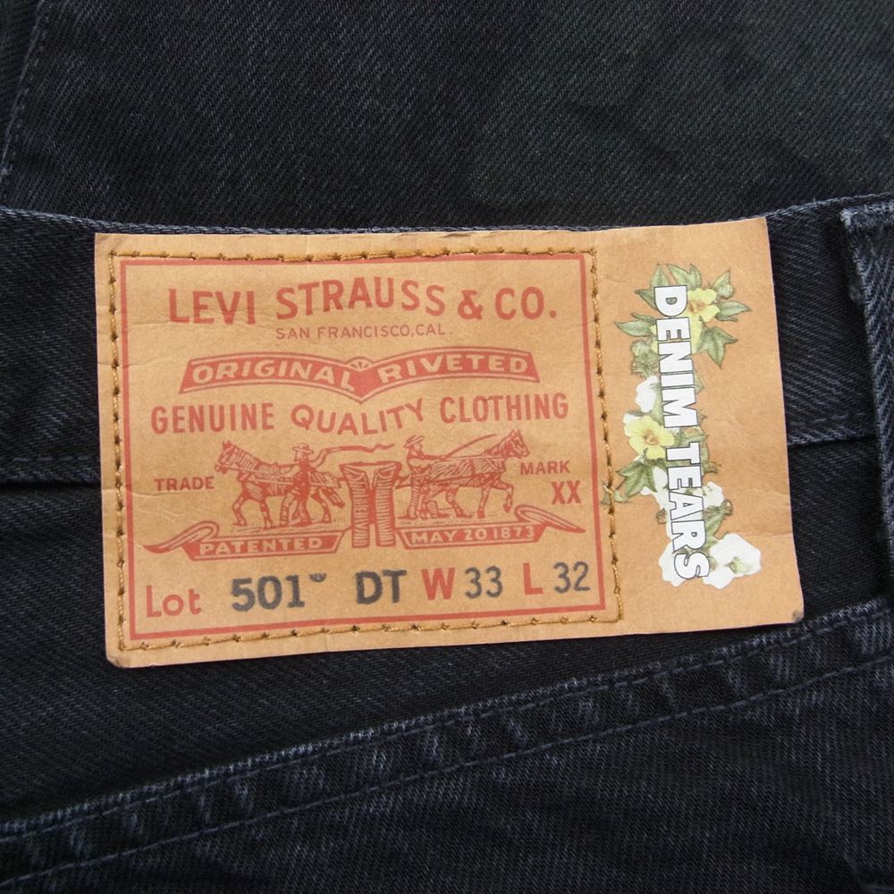 デニムティアーズ 22SS PO-4100521548 LEVIS リーバイス COTTON WREATH JEAN プリント デニム パンツ ブラック系 33【中古】