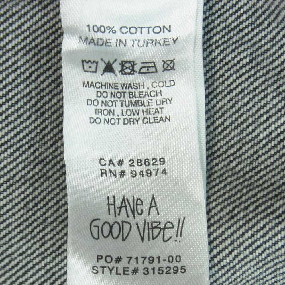 DRIES VAN NOTEN ドリスヴァンノッテン 22AW Stussy ステューシー DVN STECIL DENIM JACKET ステンシル デニム ジャケット トルコ製 グレー系 グリーン系 WASHED BLACK XL【中古】
