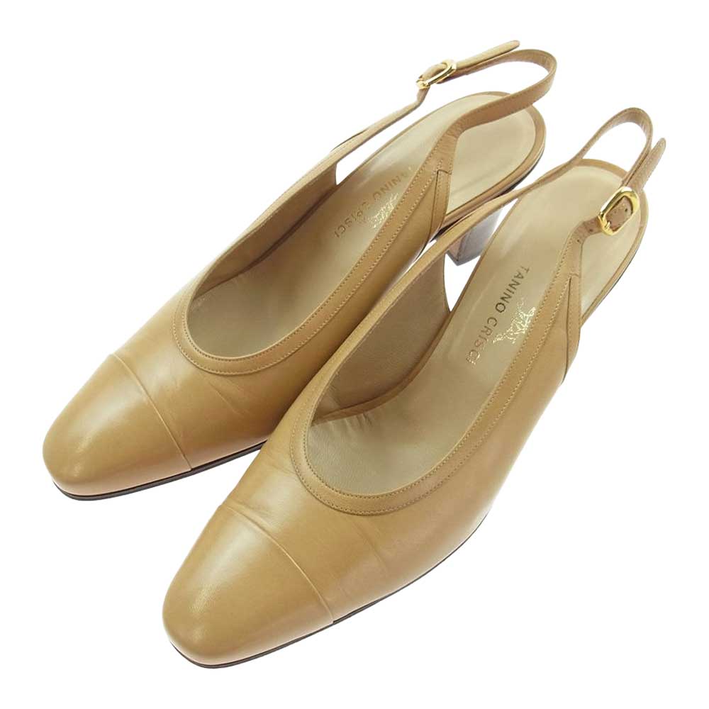 タニノクリスチー レザー バックストラップ サンダル パンプス ベージュ系 M【美品】【中古】
