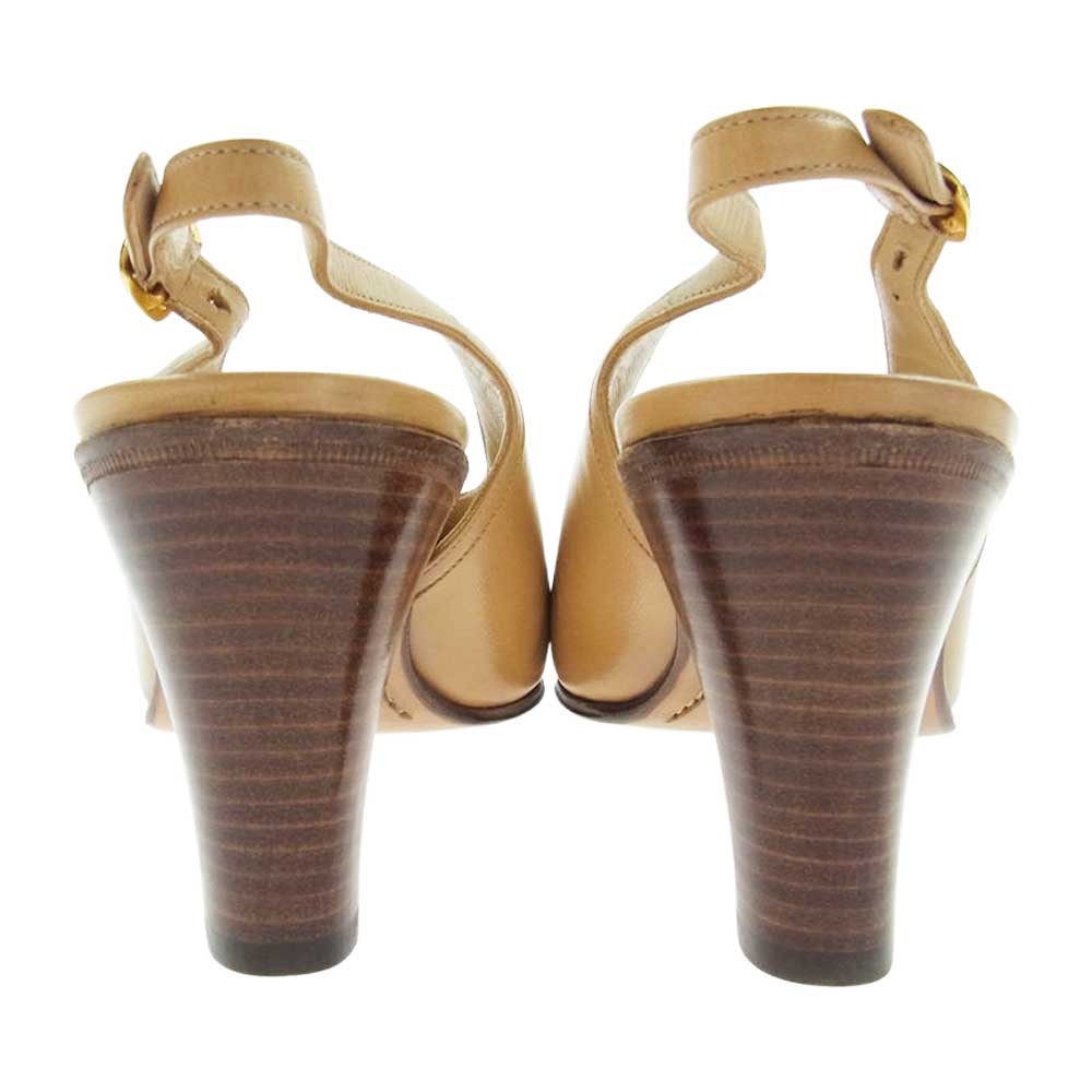 タニノクリスチー レザー バックストラップ サンダル パンプス ベージュ系 M【美品】【中古】