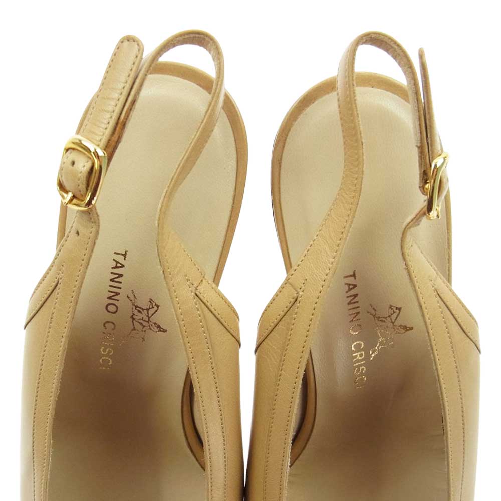タニノクリスチー レザー バックストラップ サンダル パンプス ベージュ系 M【美品】【中古】