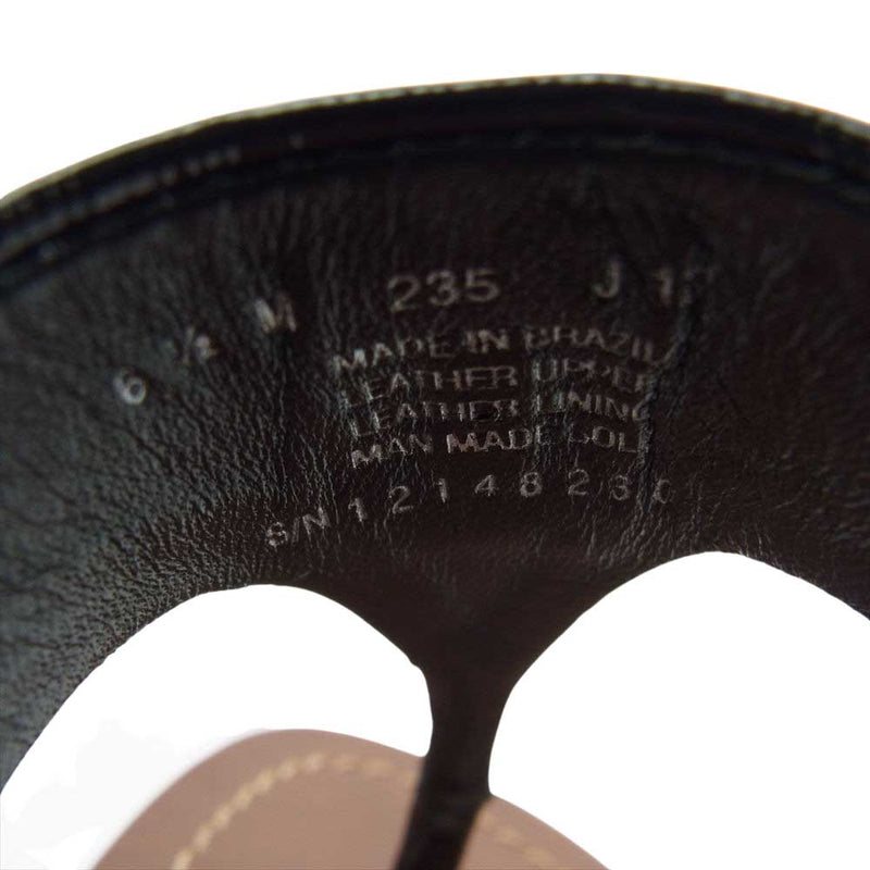 Tory Burch トリーバーチ  CAMERON ロゴプレート レザー ヒール サンダル ブラック系 ブラウン系  6.5極上美品中古