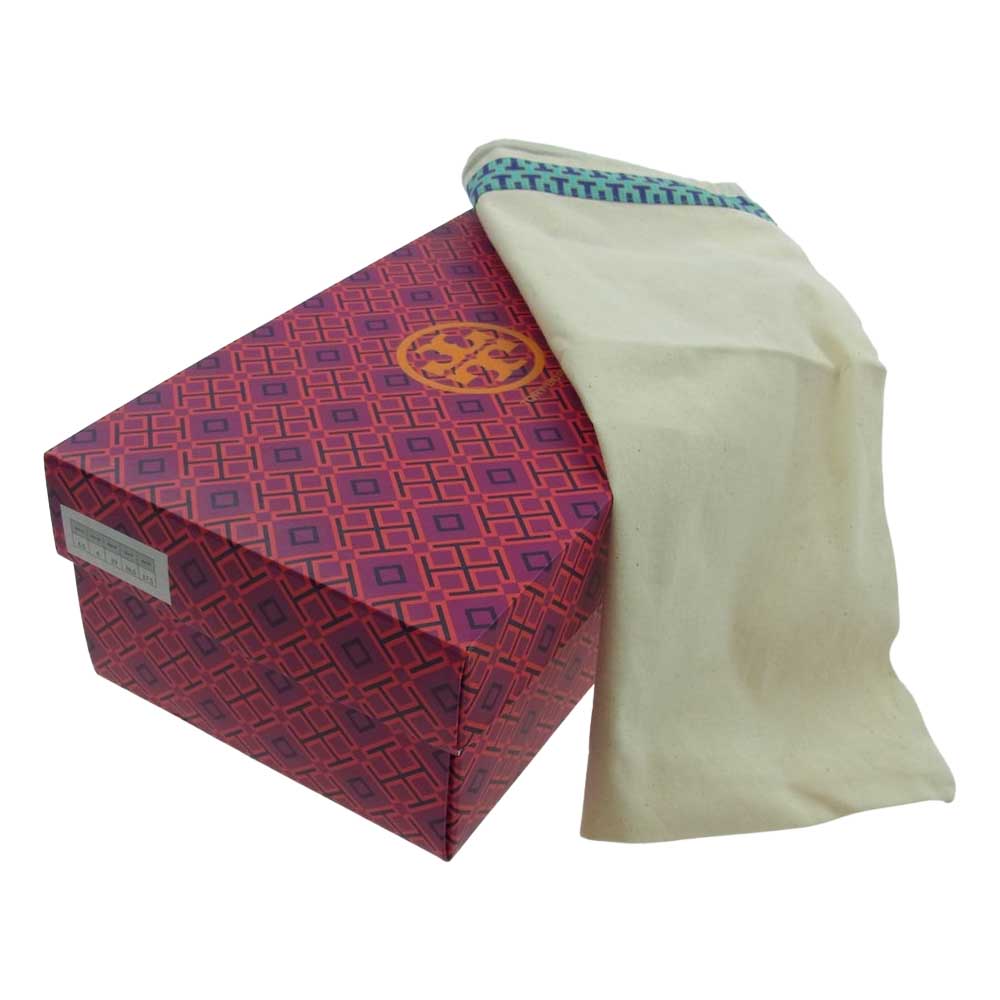 Tory Burch トリーバーチ 12148230 CAMERON ロゴプレート レザー ヒール サンダル ブラック系 ブラウン系 6.5【極上美品】【中古】