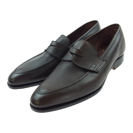 CROCKETT&JONES クロケットアンドジョーンズ 5444-5095-01 TEIGN テイン COTSWOLD GRAIN レザー アンラインド コイン ローファー ダークブラウン系 7E【極上美品】【中古】
