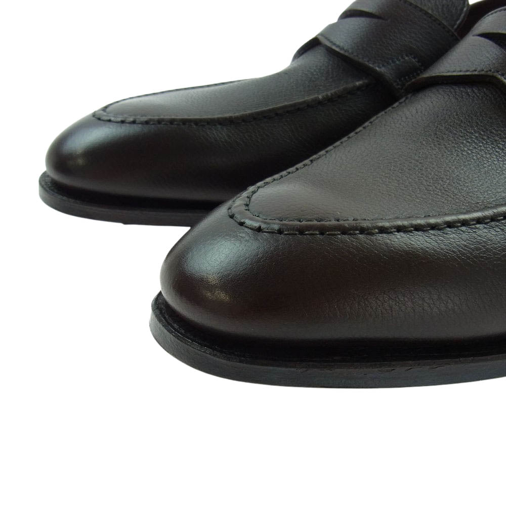 CROCKETT&JONES クロケットアンドジョーンズ 5444-5095-01 TEIGN テイン COTSWOLD GRAIN レザー アンラインド コイン ローファー ダークブラウン系 7E【極上美品】【中古】