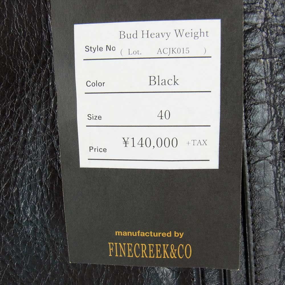 ファインクリークアンドコー ACJK015 Bud Heavy Weight バド ヘビーウェイト 茶芯 1.3mm厚ホースハイド レザー シングル ライダース ジャケット ブラック系 40【新古品】【未使用】【中古】