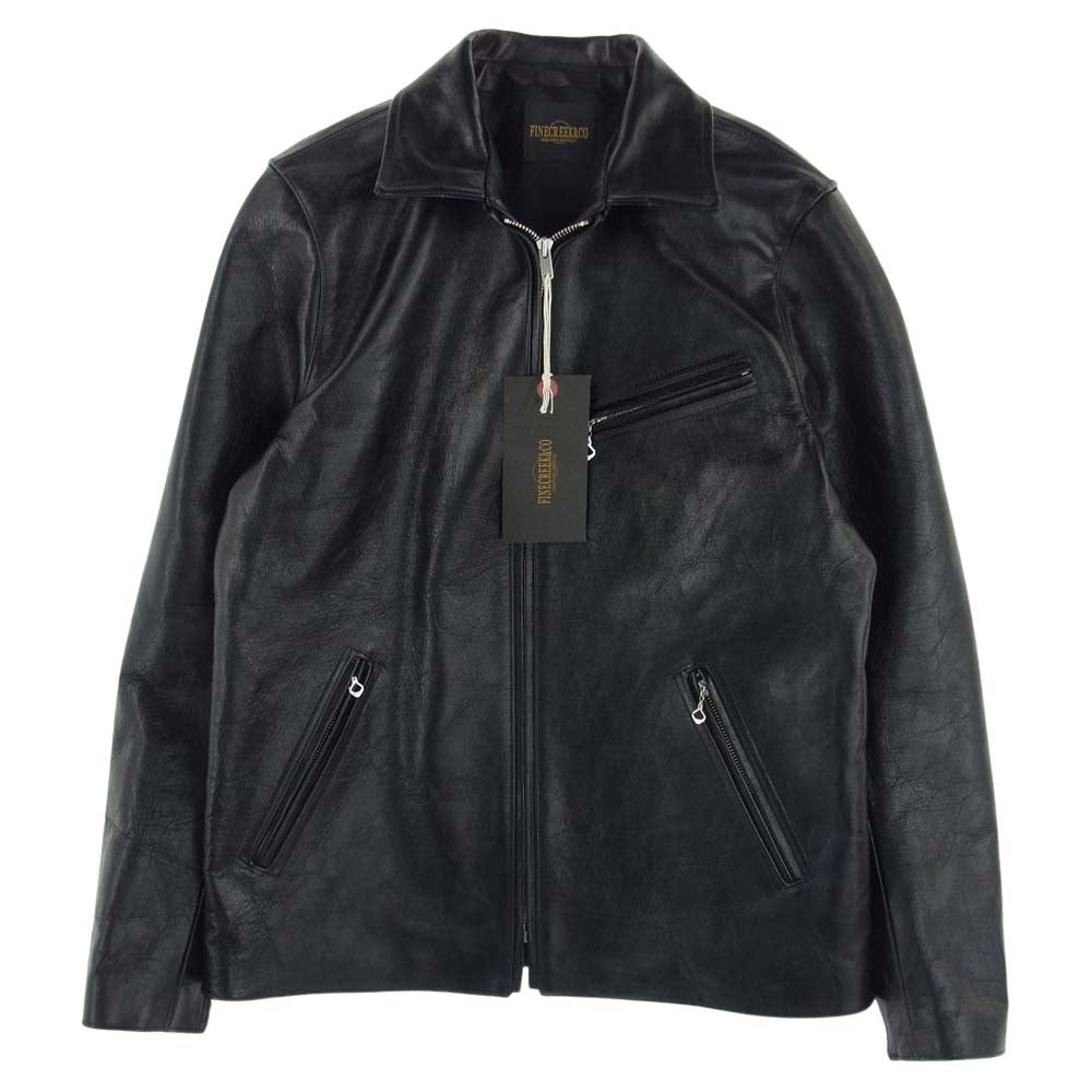ファインクリークアンドコー ACJK019 Alonzo アロンゾ 茶芯 1.3mm厚ホースハイド ベジタン レザー シングル ライダース ジャケット ブラック系 40【新古品】【未使用】【中古】