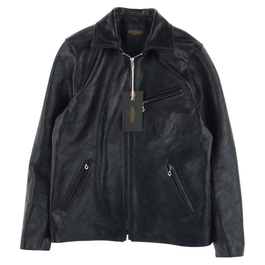 ファインクリークアンドコー ACJK019 Alonzo アロンゾ 茶芯 1.3mm厚ホースハイド ベジタン レザー シングル ライダース ジャケット ブラック系 40【新古品】【未使用】【中古】