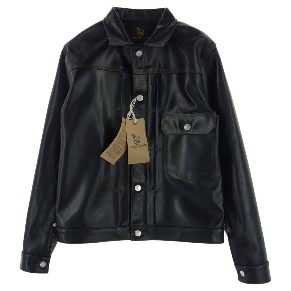 ファインクリークレザー FCJK001 Richmond リッチモンド 1.2mm厚ホースハイド ベジタン アニリン仕上げ レザー ジャケット ブラック系 38【新古品】【未使用】【中古】
