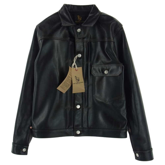 ファインクリークレザー FCJK001 Richmond リッチモンド 1.2mm厚ホースハイド ベジタン アニリン仕上げ レザー ジャケット ブラック系 38【新古品】【未使用】【中古】