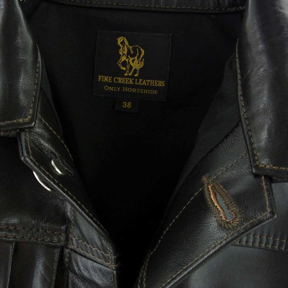 ファインクリークレザー FCJK001 Richmond リッチモンド 1.2mm厚ホースハイド ベジタン アニリン仕上げ レザー ジャケット ブラック系 38【新古品】【未使用】【中古】