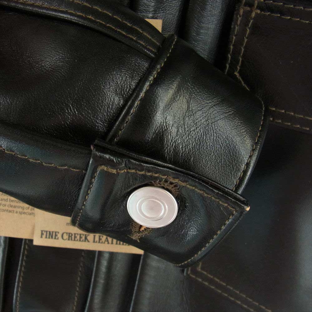 ファインクリークレザー FCJK001 Richmond リッチモンド 1.2mm厚ホースハイド ベジタン アニリン仕上げ レザー ジャケット ブラック系 38【新古品】【未使用】【中古】