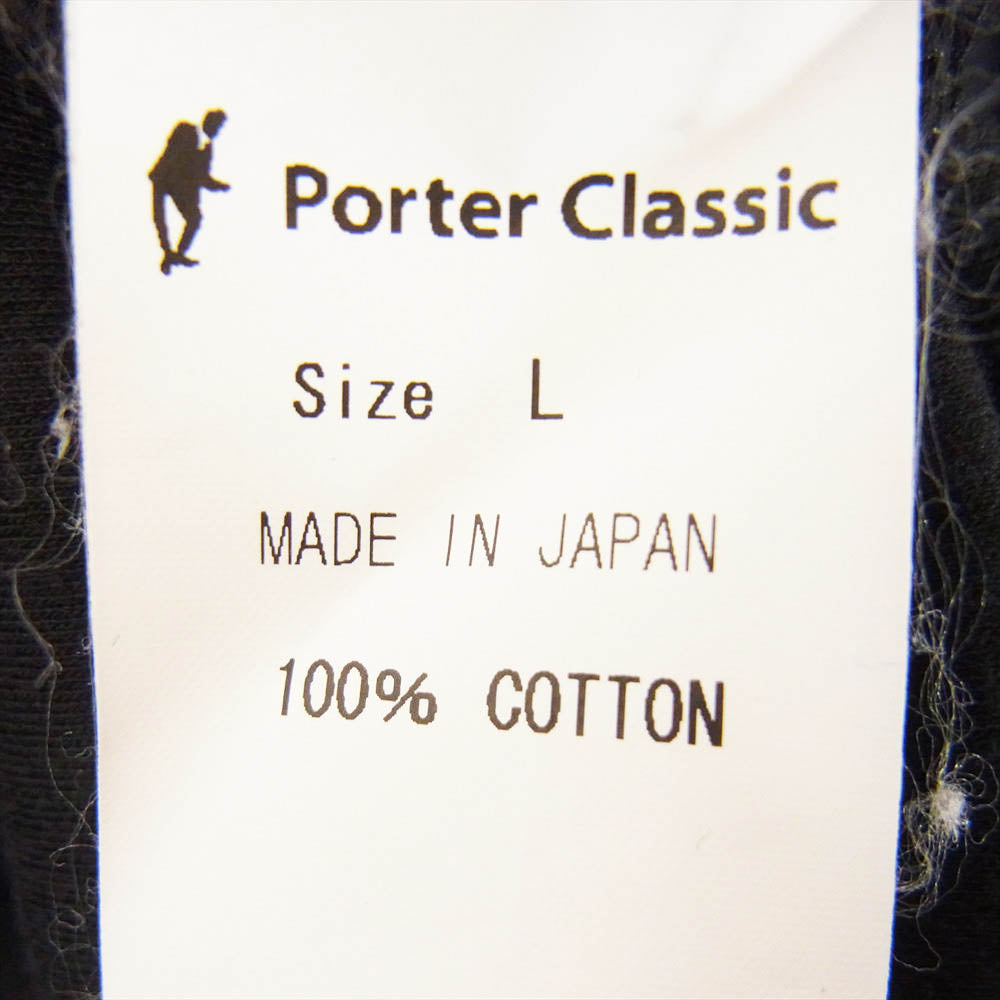 PORTER CLASSIC ポータークラシック 袖タブロゴ クルーネック 半袖 Tシャツ カットソー ブラック系 L【中古】