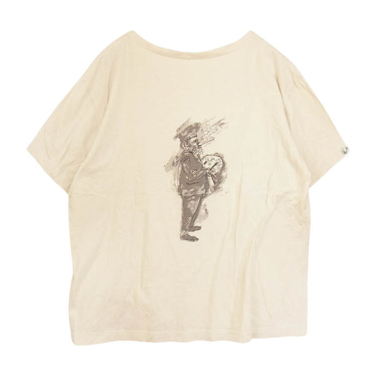 PORTER CLASSIC ポータークラシック CLASSIC GENTLEMAN クラシックジェントルマン ハンドワーク バックプリント 刺繍 半袖 Tシャツ オフホワイト系 3【中古】