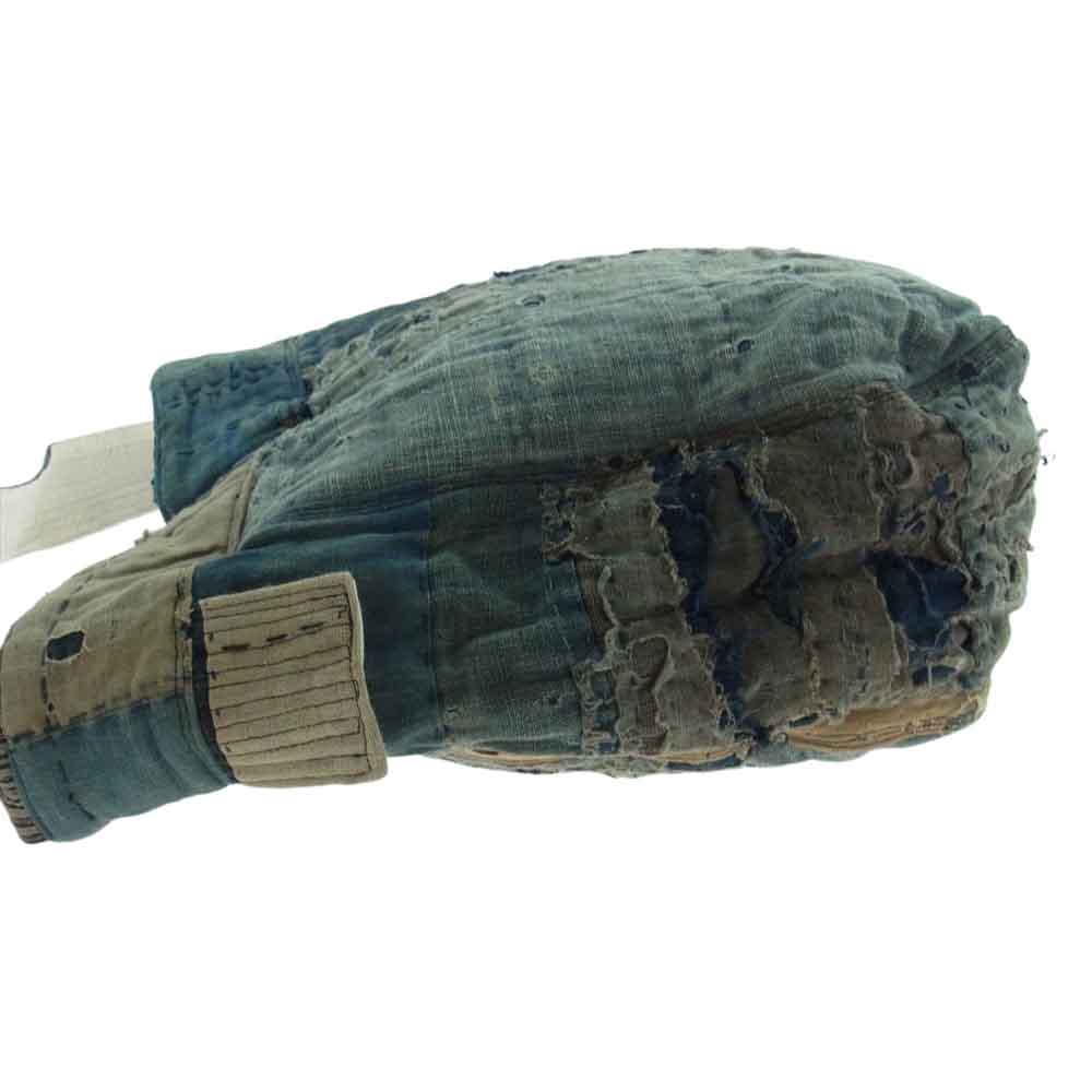 ノラ NEWSPAPER BAG japan old fabric 襤褸 ヴィンテージ 安全ピン ニュースペーパー パッチワーク ショルダーバッグ インディゴブルー系【中古】