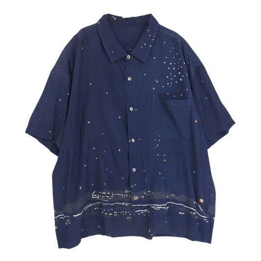 PORTER CLASSIC ポータークラシック 20SS HONOLULU MOON NIGHT ALOHA SHIRT ホノルル ムーンナイト アロハシャツ ハワイアンシャツ ネイビー系 XL【中古】