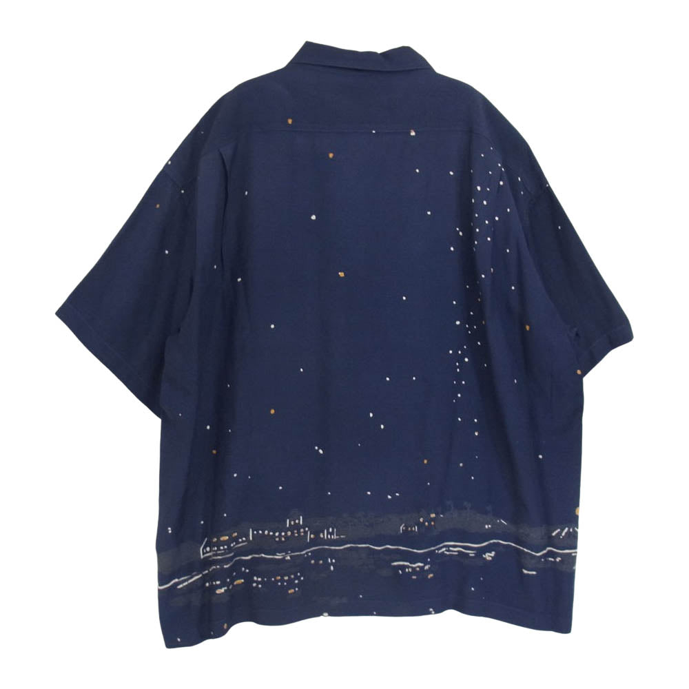 PORTER CLASSIC ポータークラシック 20SS HONOLULU MOON NIGHT ALOHA SHIRT ホノルル ムーンナイト アロハシャツ ハワイアンシャツ ネイビー系 XL【中古】