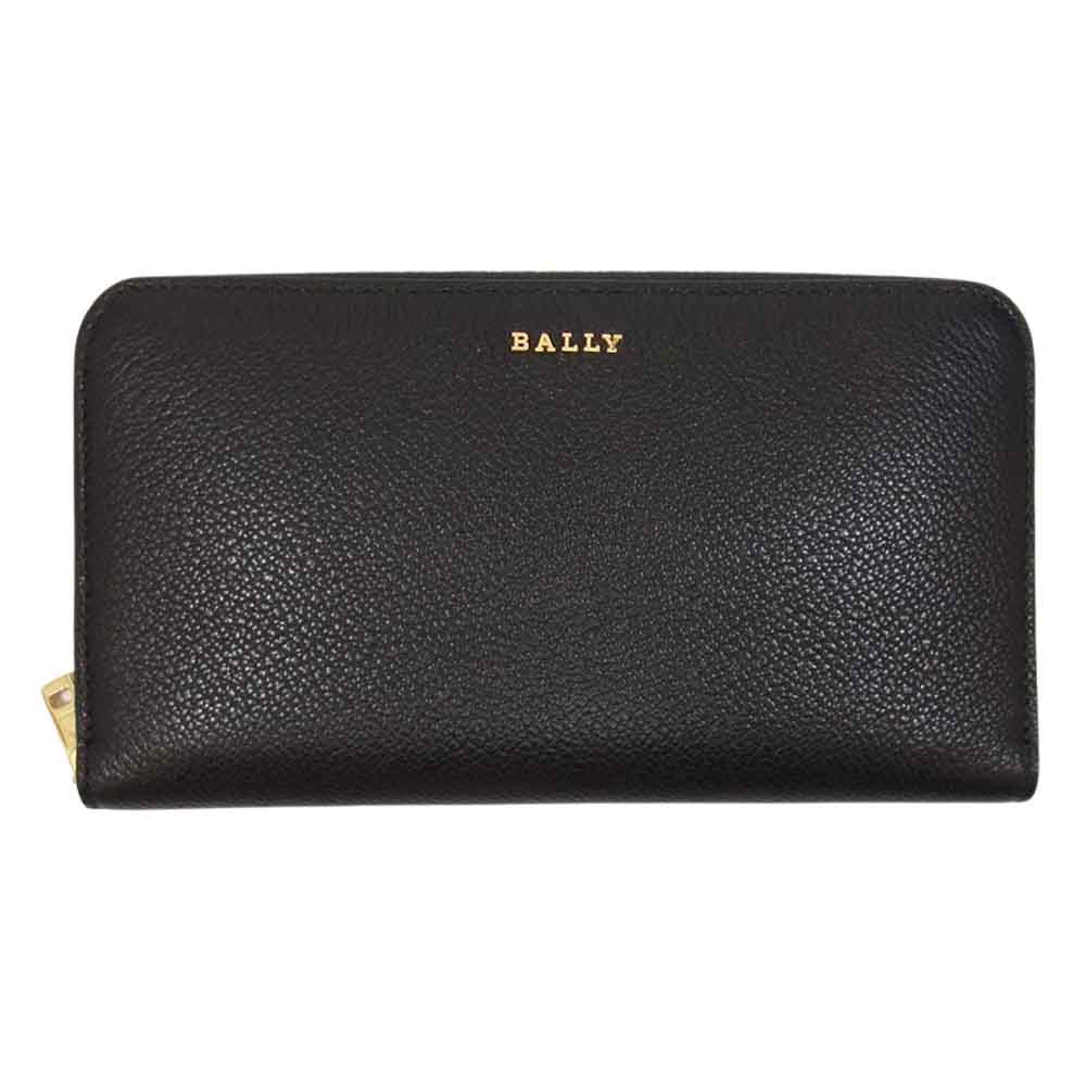BALLY バリー LOVENOR W.BL 150 型押し ボヴィンレザー ラウンドジップ ウォレット 長財布 ブラック系【極上美品】【中古】
