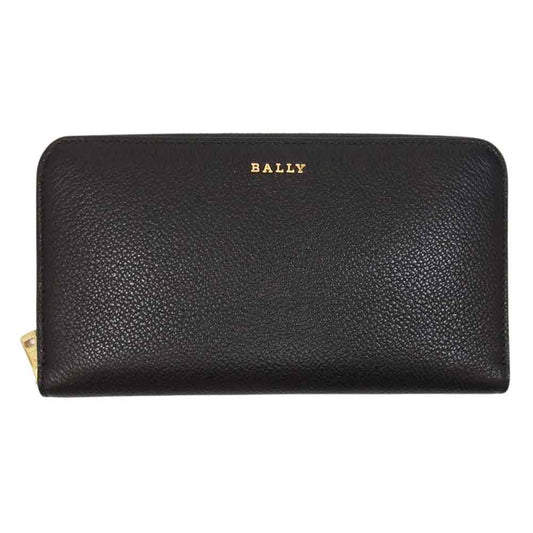 BALLY バリー LOVENOR W.BL 150 型押し ボヴィンレザー ラウンドジップ ウォレット 長財布 ブラック系【極上美品】【中古】