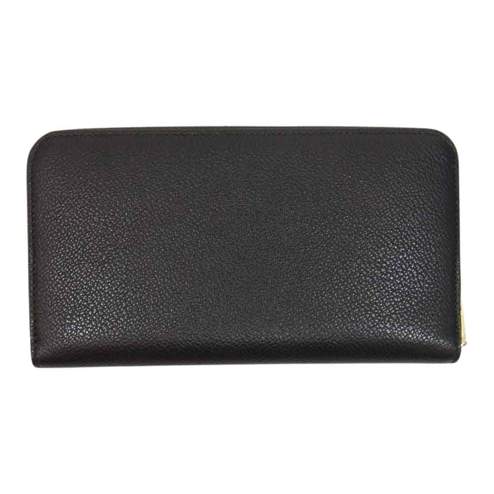 BALLY バリー LOVENOR W.BL 150 型押し ボヴィンレザー ラウンドジップ ウォレット 長財布 ブラック系【極上美品】【中古】