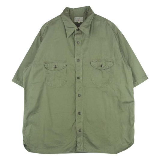 Buzz Rickson's バズリクソンズ BR38401 HERRINGBONE S/S WORK SHIRT ヘリンボーン 半袖 ワーク シャツ カーキ系 18-18.5【中古】