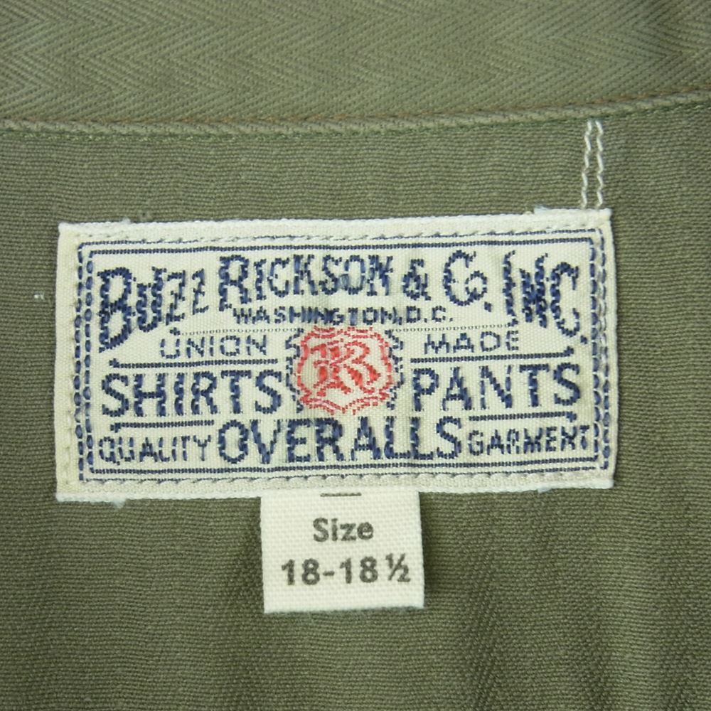 Buzz Rickson's バズリクソンズ BR38401 HERRINGBONE S/S WORK SHIRT ヘリンボーン 半袖 ワーク シャツ カーキ系 18-18.5【中古】