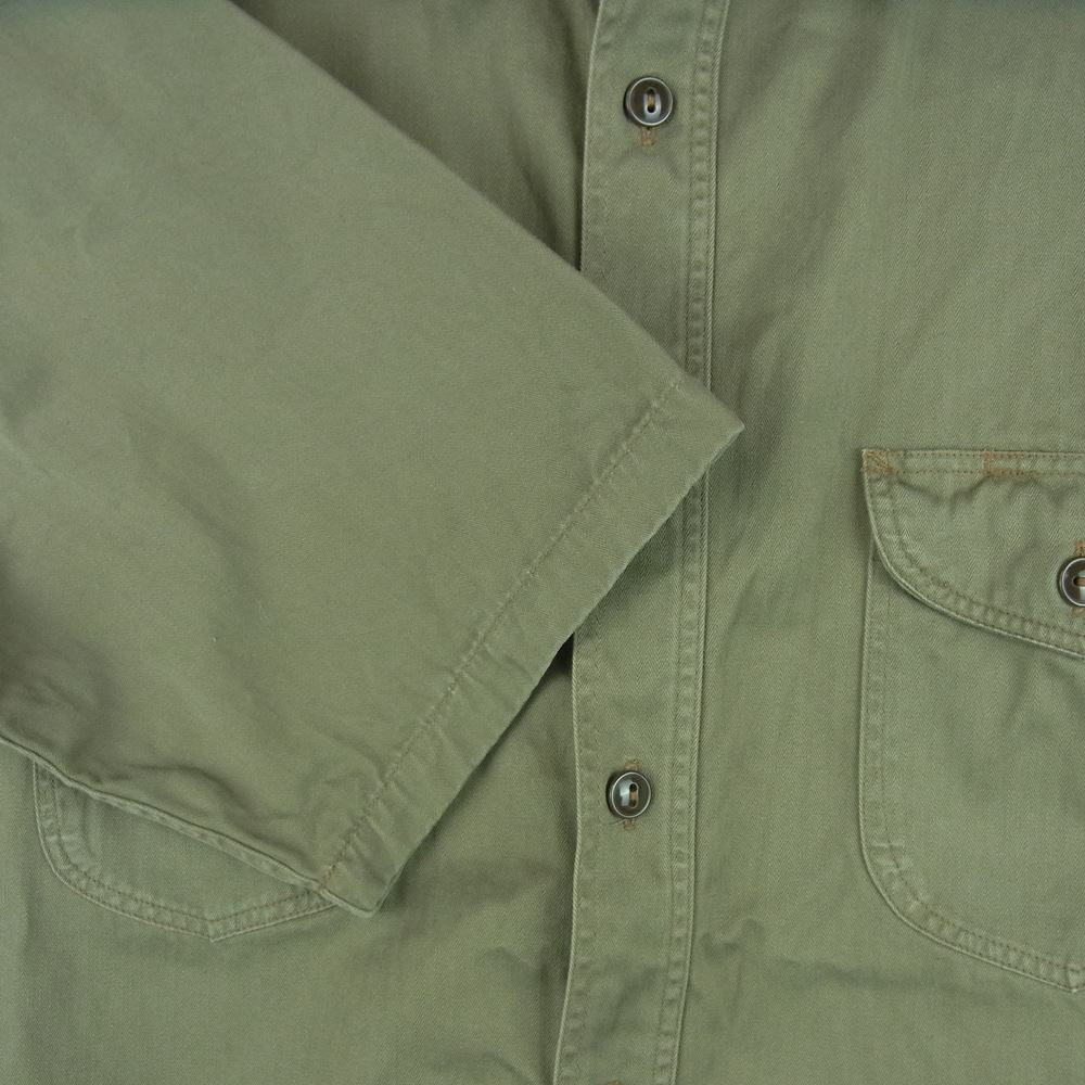 Buzz Rickson's バズリクソンズ BR38401 HERRINGBONE S/S WORK SHIRT ヘリンボーン 半袖 ワーク シャツ カーキ系 18-18.5【中古】