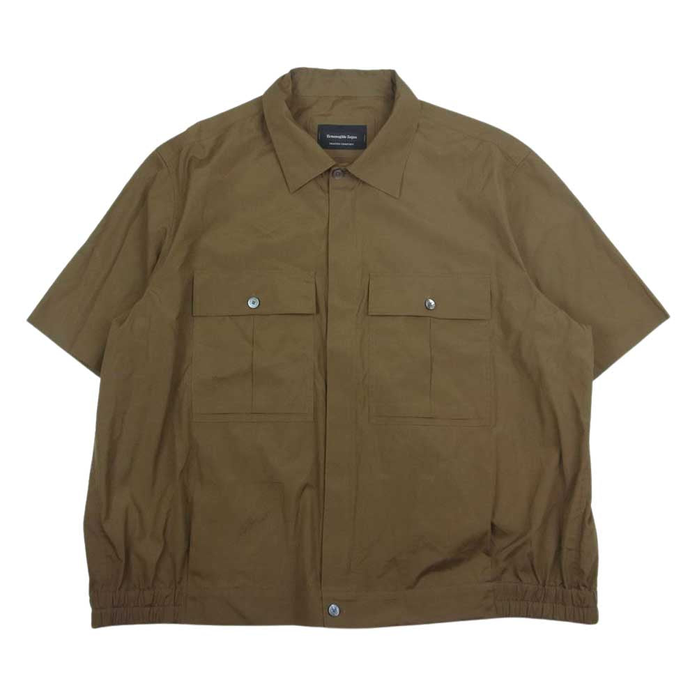 ゼニア Trofeo comfort cotton overshirt オーバーサイズ 半袖 シャツ カーキ系 XXL【美品】【中古】